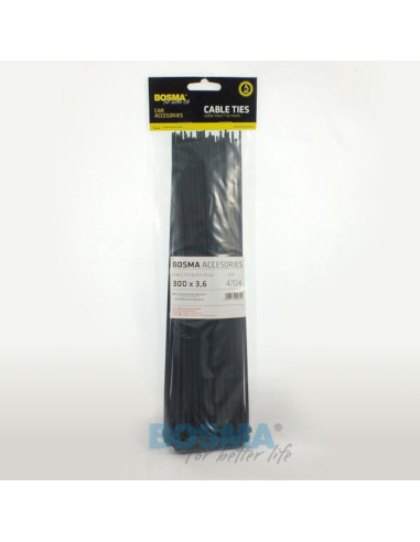Opaski Kablowe Trytki Strapy Czarne BOSMA (100 szt) | 3,6x300mm