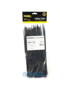 Opaski Kablowe Trytki Strapy Czarne BOSMA (100 szt) | 200x3,6mm