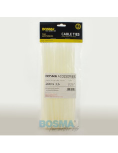 Opaski Kablowe Trytki Strapy Białe BOSMA (100 szt) | 200x3,6mm